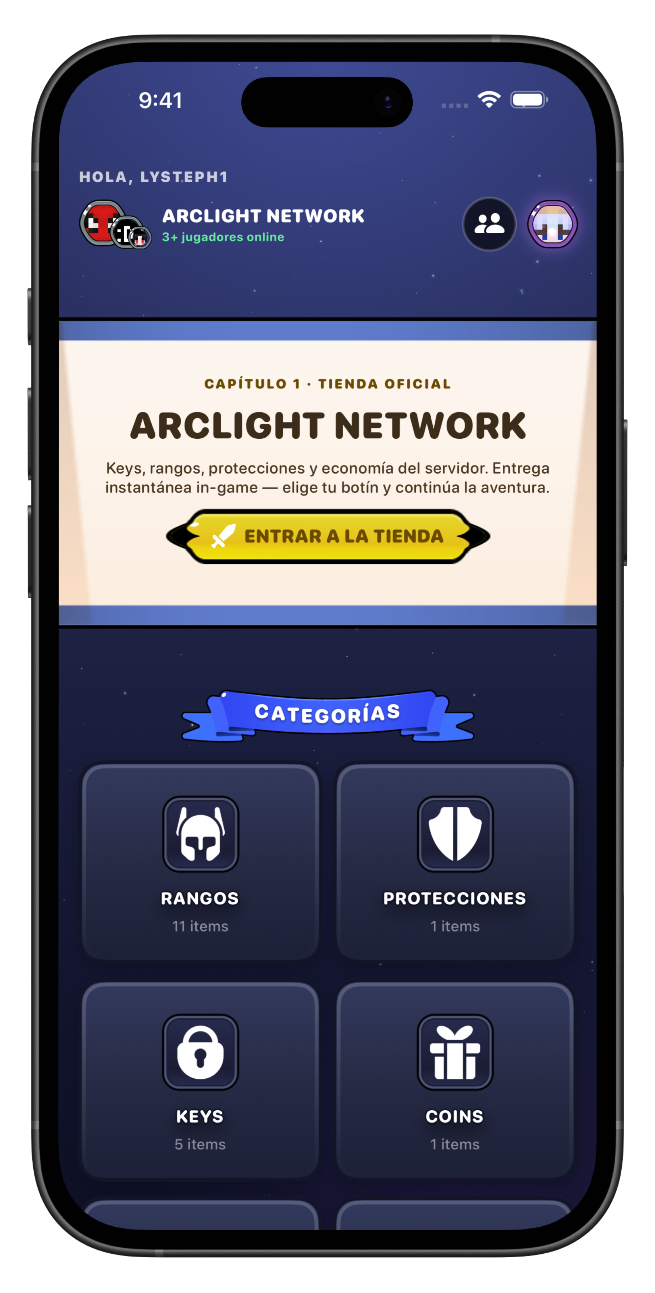 Inicio de Arclight Network en iPhone